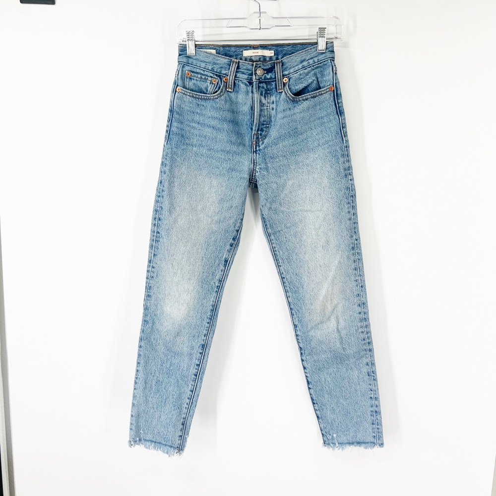 Levi's Wedgie Button Fly High Rise Jeans Raw Hem